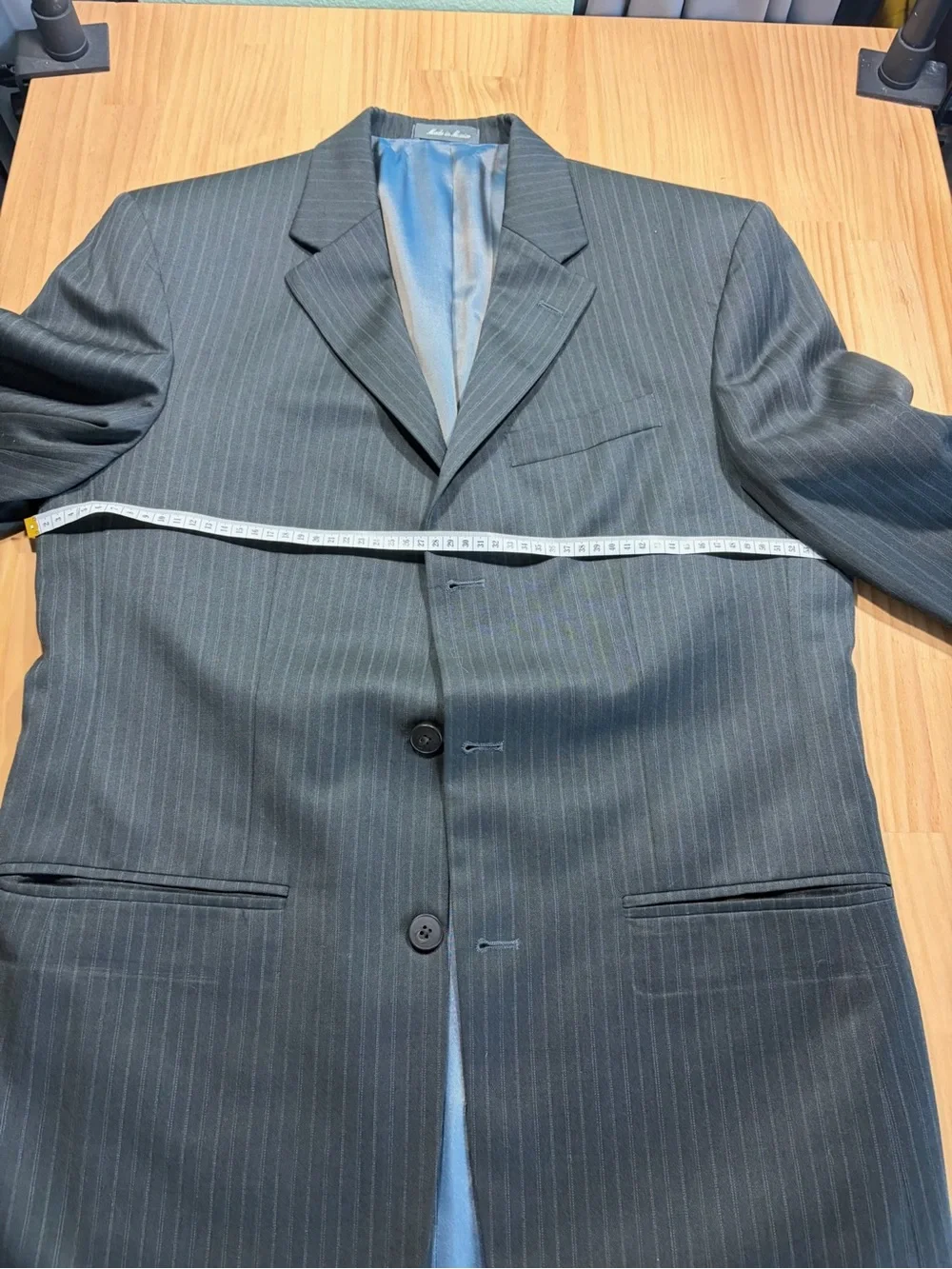 Oscar de la Renta Gray Pinstripe Men's Suit Jacket W